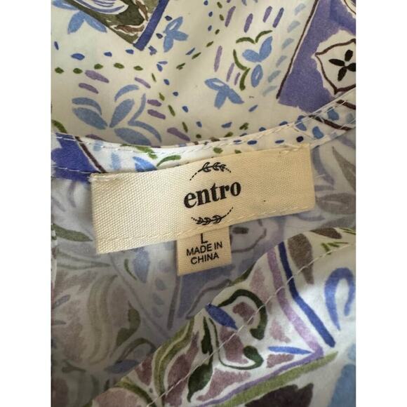 Entro Women’s Large Ric Rac Ruffle Purple Green Mini Dress - Picture 10 of 10